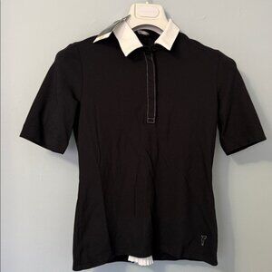 GOLFINO WOMEN'S PLEATED BACK GOLF POLO BLACK SIZE 6 NEW NWT